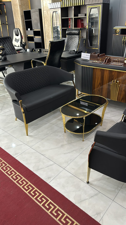 مبل دو نفره مدل الکا - پایه طلایی PVD