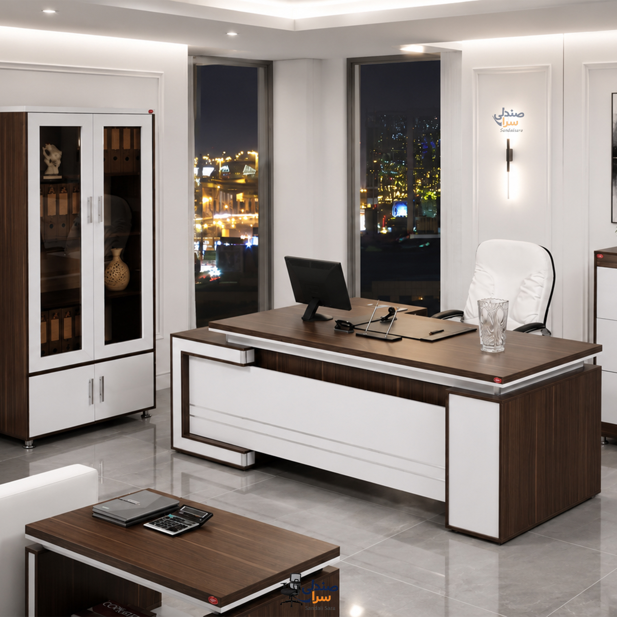 میز مدیریتی وربانا - ال دار کامل MDF