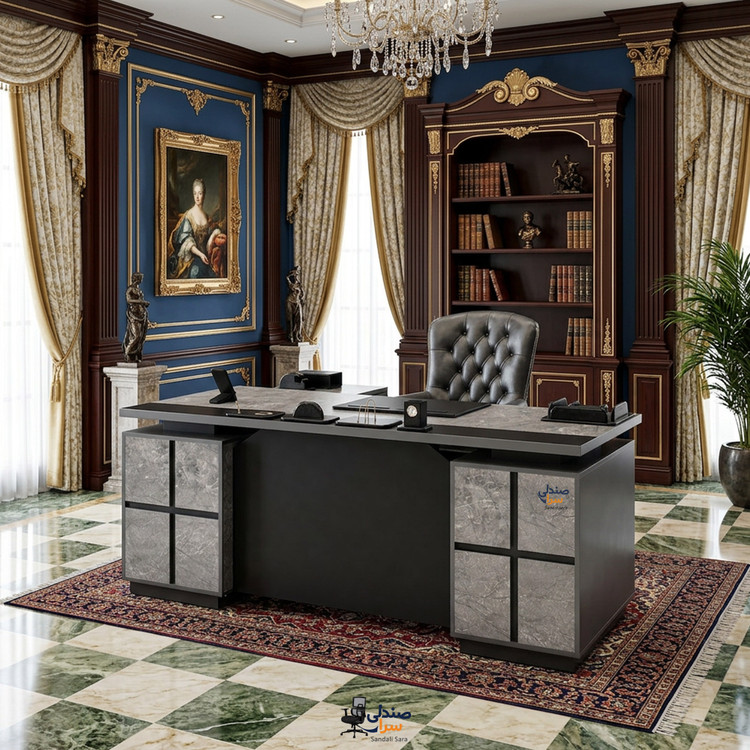 میز مدیریتی 180 سانتی MDF با 3 کشو و جاکیسی