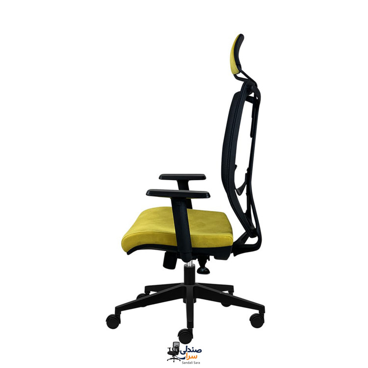 صندلی مدیریتی انزو MR630WF با پشتی مش و گودی کمر نمای جانبی